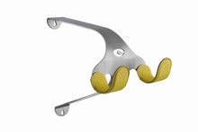 Load image into Gallery viewer, Cactus Tongue SSL Roadie bike hanger with yellow leather sleeves.
