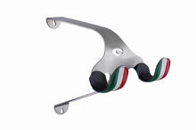 Load image into Gallery viewer, Cactus Tongue SSL Roadie bike hanger with Italian tricolour leather sleeves.
