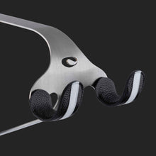 Load image into Gallery viewer, Cactus Tongue SSL bike hanger with black and white striped leather sleeves
