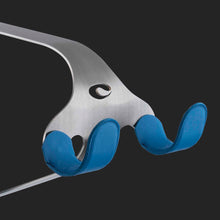 Load image into Gallery viewer, Cactus Tongue SSL bike hanger with blue leather sleeves
