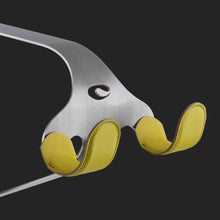 Load image into Gallery viewer, Cactus Tongue SSL bike hanger with yellow leather sleeves
