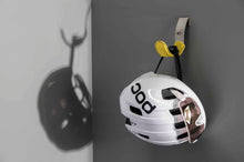 Load image into Gallery viewer, Yellow Scoop cycling accessories hanger holding helmet and sunglasses
